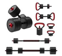 JOROTO Set Manubri 30KG 4-in-1, Pesi Kettlebell Regolabili con Connettore (1,25/2,5/5/10KG) per Uomini & Donne, Supporto Flessioni & Roller Addominali - Home Gym