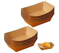 Jortmrd 100 Pezzi Barchette Finger Food Vassoi in Cartone Kraft Degradabile Ciotole Usa e Getta per Feste, Ciotole in Cartone Per Snack, Cibi Fritti, Patatine Fritte, Picnic, 13 x 9,2 x 3,6CM