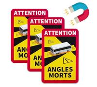 Jortmrd 3 Pezzi Adesivo Angolo Morto Attention Angles Morts 17 x 25 cm Magnetiche con la Scritta in Francese “Angle Morts” da Posizionare Negli Angoli Ciechi di Autobus, con Protezione UV