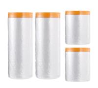 Jortmrd 70m-4 Rotoli Teli Copritutto per Imbianchino, Telo Imbianchino 2 Taglie 240cm*15m/55cm*20m Plastica Telo di Copertura con Biadesivo per Pittori, Mobili e Lavori Edili