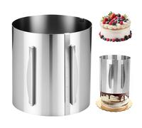 Jortmrd Anello Torta Regolabile Altezza 20cm Frost Form Cake in Acciaio Inossidabile Cerchio per Torte Stampo Circolare per Torte e Allungabile Ø 16-30cm con Scala Incisa per Dolci,Pasticceria,Torte