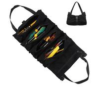 Jortmrd Borsa Porta Attrezzi Arrotolabile, Borsa per Attrezzi Multifunzionale con 5 Tasche con Cerniera Staccabili, Tool Bag in Tela Oxford per Idraulici, Falegnami Elettricisti (Nero)