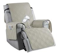 JORTUIO Copri Poltrona Relax Reclinabile Universale, Impermeabile Copripoltrona 1 Posto Fodera per Poltrona con Braccioli con Tasche,Antiscivolo,Antimacchia, Antigraffio, Rimovibile(Beige)