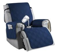 JORTUIO Copri Poltrona Relax Reclinabile Universale, Impermeabile Copripoltrona 1 Posto Fodera per Poltrona con Braccioli con Tasche,Antiscivolo,Antimacchia, Antigraffio, Rimovibile(Blu navy)