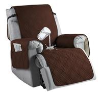 JORTUIO Copri Poltrona Relax Reclinabile Universale, Impermeabile Copripoltrona 1 Posto Fodera per Poltrona con Braccioli con Tasche,Antiscivolo,Antimacchia, Antigraffio, Rimovibile(Caffè)