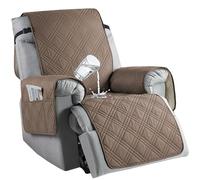 JORTUIO Copri Poltrona Relax Reclinabile Universale, Impermeabile Copripoltrona 1 Posto Fodera per Poltrona con Braccioli con Tasche,Antiscivolo,Antimacchia, Antigraffio, Rimovibile(Cammello)