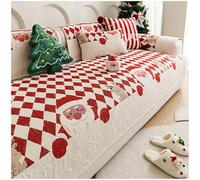 JORTUIO Fodera per Cuscino per Divano Natalizia per Tutte le Stagioni Asciugamano universale per divano Antiscivolo Panno di copertura di lusso leggero per soggiorno Funda Divano(Rosso,90x70cm)
