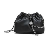 Joryin Trendy Dumpling - Borsa a tracolla da donna, pochette da sera vegana e in vera pelle, Pelle Vegana-nero