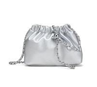 Joryin Trendy Dumpling - Borsa a tracolla da donna, pochette da sera vegana e in vera pelle, Pelle vegana-argento