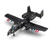 Jorzer A10 Warthog Kit Modello A10 Warthog Modello di Aeroplano Fantastico Aeroplano Realistico con missili Rimovibili, Armi e Ruote da Caccia Kit Facile da Montare per Bambini Adulti