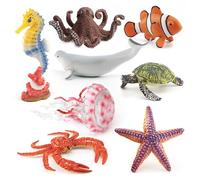 Jorzer Animali marini, 8 Pezzi di Statuette di Animali realistici, tra Cui Balena Beluga, Cavalluccio Marino, Medusa e Altri Giocattoli educativi per l'apprendimento, Set Regalo di Compleanno