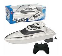 Jorzer Barca telecomandata Barca telecomandata per piscina a 2, 4 GHz Nave RC impermeabile a 4 vie Nave da guerra per evitare ostacoli con doppia batteria