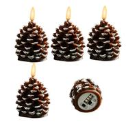 Jorzer Candele a LED, 4 pezzi, candele a forma di pigna, senza fiamma, a LED, in vera cera, funzionamento a batteria, decorazione natalizia per la casa per le vacanze e interni