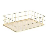 Jorzer Cestino in filo dorato, organizer per cassetti a rete fine di alta qualità con finitura morbida al tatto, per gioielli, scrivania, bagno, decorazione per la casa di lusso, grande