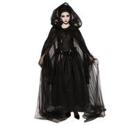 Jorzer Costume da Strega per Donne, Costume Fantasma Ricamato Renaissance Vintage Black Ghost 1 Set per Halloween, Cosplay, dimora infestata, XXL