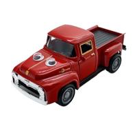 Jorzer Decorazione natalizia a forma di camion rosso, 10,9 cm, mini decorazione natalizia in lega con occhi carini per decorazioni da tavolo per feste a casa