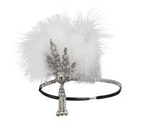 Jorzer Fascia per capelli stile flapper, dettagli in strass scintillanti di perle nere anni '20, adatta alla maggior parte delle donne per feste a tema anni '20