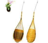 Jorzer Fioriera da appendere per orchidee con gancio in metallo, 2 pezzi, cesto da appendere per orchidee in bambù tailandese, multiuso