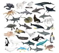 Jorzer Giocattoli di Animali marini per Bambini, 32 Pezzi di Mini Creature Marine assortite per Acquario, Figure realistiche di Animali marini sottomarini, Giocattoli educativi in plastica