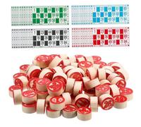 Jorzer Gioco della tombola Giochi da Tavolo del Lotto Russo Il Set di Giochi educativi per Il Bingo per Famiglie Include 48 Carte da Bingo e 90 Scacchi in Legno per Adulti attività