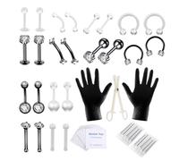 Jorzer Kit per piercing al corpo Anelli per lingua in acciaio inossidabile Gioielli per piercing all'ombelico Nero 47 pezzi