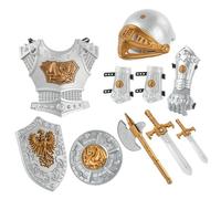 Jorzer Knight Costume Kids 10pcs/Set simulato Medieval Knight Armor Include Casco, Scudo, Spade, Ascia e più Bambini Che Vestono Costumi per Gioco di Ruolo, Cosplay, Festa di Halloween
