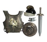 Jorzer Knight Costume Kids 5pcs/Set Dragon Pattern Medieval Knight Armor Include Casco, Scudo, Spada, Guardie da Polso e Armature per Il Gioco di Ruolo del Cosplay di Halloween.