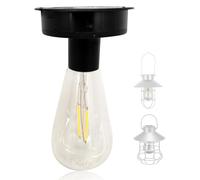 Jorzer Lampadina solare impermeabile per esterni, lampadine a energia solare, 8 cm, ricambio superiore con lampadina a LED bianco caldo, per lanterne solari da esterno