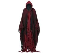 Jorzer Mantello agganciato per Uomini, Donne, Pazzo Mantello di straccio squallido con Il Capo Rinascimentale Medievale Vintage con Cappuccio per Cosplay, Costume, palcoscenico, Art da Film Rosso