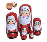 Jorzer Matrioska Russa di Natale, Matrioska di Babbo Natale in Legno, Decorazione Natalizia, 5 Pezzi, Russa di Babbo, di, di