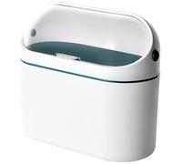 Jorzer Pattumiera con coperchio, 20 x 10 x 17 cm, mini bidone della spazzatura con finestra trasparente e manico, montaggio a parete, bianco, per bagno, ufficio, cucina, scrivania