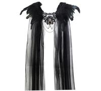 Jorzer Scialle di piume, mantello in tulle di Halloween con piume nere Cosplay Mantello gotico da super cattivo per feste, costumi, cosplay TOYS_AND_GAMES.