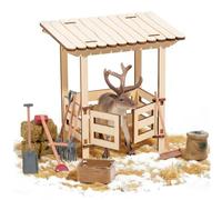 Jorzer Set da Gioco Fattoria in Miniatura Stravagante Renna in Legno Gioca a Accessori per casa delle Bambole della Fattoria per Natale, Ragazzi e Ragazze, Set da Gioco, Giocattoli,