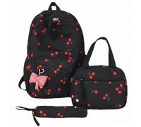 Jorzer Set zaino Dreamy Bow, tasche pronte per il pasto Cherry C | Fiocco, comodi elementi essenziali per tutti i giorni, tasche pronte per i pasti, ragazze da sogno
