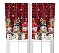 Jorzer Tende da cucina natalizia semi -trasporto vani di Natale mantovani di neve per pupazzo di neve tende paesaggistiche per decorazioni natalizie di finestre 27.5x24 pollici 2 pezzi/set style2