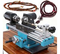 JOSBY Tornio per Metallo da 400 W, Trapano da banco per Perline di Legno Fai da Te, Regolazione a Sette velocità, velocità 7000 Giri/min, Piccolo tornio per Lavorazione del Legno, Foratura, rettifica