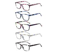 JOSCHOO - Set di 5 occhiali da lettura per uomini e donne, comode cerniere a molla per leggere, 5 Mix-2, Medium