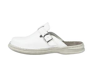 Josef Seibel Pantofole da uomo Madrid | Pantofole da uomo | Pantofole | Larghezza G (normale) | Chiusura e cinturino | Pelle | Disponibili in taglie forti | Cuciture a mano, bianco, 43 EU