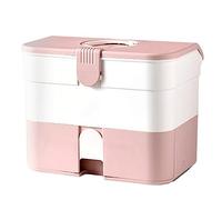 Joselin Contenitore portatile con vassoio rimovibile, portatile, set di medicina d'emergenza per famiglie, colore: rosa