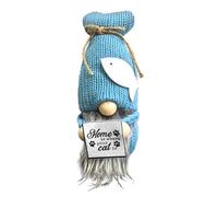 Joselin Decorazione Gnomo Gatto Farcito Blu Fatto a Mano per la Casa, Figura da Collezione a Tema Gatti Gnomo Peluche e Caldo Arredamento Country A
