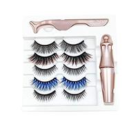 Josenidny 5 Paia Colorato Magnetico Ciglia Finte Impermeabile Eyeliner Pinzette Set Ciglia Finte Magnetiche Spesse
