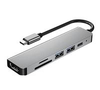 Josenidny Adattatore Hub USB Tipo C 6 in 1 con 4K 30Hz - Lettore di schede multiporta compatibile USB3.0 TF Video Multi Porte Adattatore