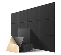 Josenidny Piastre acustiche autoadesive 12 confezioni,12 X 12 X 0,4 pollici insonorizzata,Piastra fonoassorbente per la casa,Nero