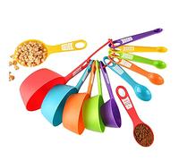 Josenidny Set di 12 tazze di misurazione e set di plastica, utensili da cucina colorati, perfetti per cuocere e cucinare (colore casuale)