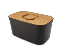 Joseph Joseph - Cestino Portapane da cucina, Coperchio in legno di bambù con tagliere intergrato, Stile Moderno- Nero