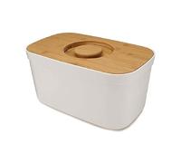 Joseph Joseph - Cestino Portapane da cucina, Coperchio in legno di bambù con tagliere intergrato, Stile Moderno- Bianco