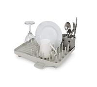 Joseph Joseph Duo Cestello per piatti compatto, scolapiatti da cucina con contenitore per utensili e beccuccio di scarico, grigio