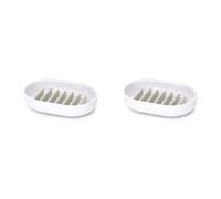 Joseph Joseph Duo Portasapone per Bagno Cucina, Drenaggio Rapido ed Efficiente con fondo rimovibile e facile da pulire, Bianco (Confezione da 2)