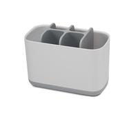 Joseph Joseph EasyStore- Porta Spazzolino, Dentifricio e Filo Interdentale, Compatibile con Spazzolini Elettrici e Tradizionali, 6 Scomparti, Contenitore da Bagno Smontabile- Grande, Grigio/Bianco