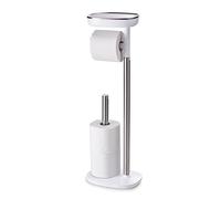 Joseph Joseph EasyStore Porta Carta Igienica da Terra, fino a 4 Rotoli, con Porta Telefono e Vano per Articoli Sanitari, Acciaio Inox